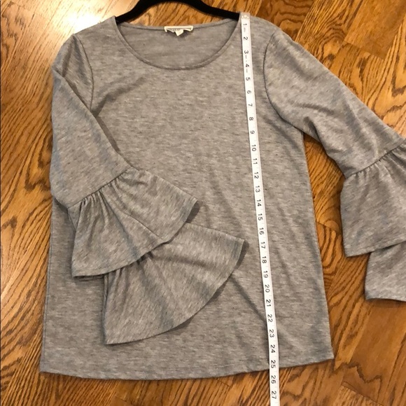 Anthropologie Tops - Anthropologie Pleione Gray Top with  Bell Sleeves